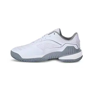 Nivia RAY 2.0 Tennis Shoes for Men | High-Performance Court Footwear | Non-Marking Court Shoes for Tennis and Athletic Performance | Tennis Court Sports Shoes | (White) | Size UK10