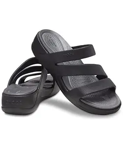 crocs Womens Boca Strappy Wedge W Blk207434-001-W4, Black