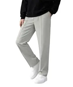 SHODOX® Men’s Relaxed Fit Track Pants with Center Stitch | Twill Lycra Polyester Pants with Pockets | Korean Style Wide Leg Streetwear Casual Wear