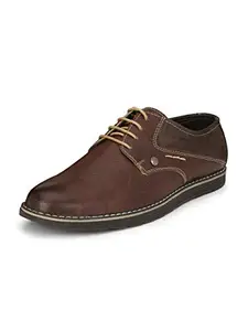 EL PASO Men's Brown Synthetic Leather Casual Derby Oxford Shoes - 6 UK