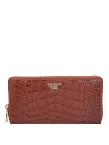 Da Milano Genuine Leather Brown Zip Around Women Wallet (10049OL)