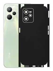 AtOdds - Realme C35 Mobile Back Skin Rear Screen Guard Protector Film Wrap with Camera Protector (Coverage - Back+Camera+Sides) (Matte Black)