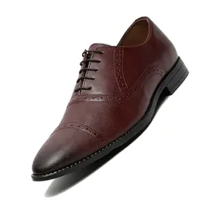 LOUIS STITCH Men's Formal Lace-up Oxford Shoes for Men | Solid Design | Ideal for Formal, Business Casual, and Parties (LSRGOXRW-)