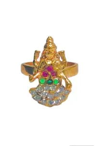 SH Fashions Panchaloha (Impon) Lakshmi Design Copper Ruby Ring