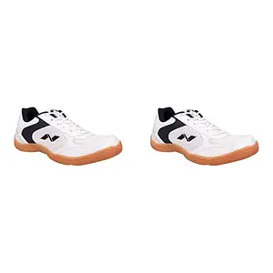 Nivia Flash Shoe&Nivia Badminton Flash Shoes, 8 UK, (White/Blue)