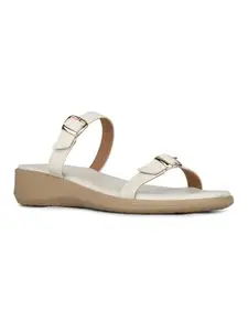 Inc.5 Womens Cream Solid Round Toe Casual Wedge Heels Sandals