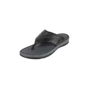 Mochi Men Black Leather Casual Slip-On Comfort Chappal UK/6 EU/40 (16-942)
