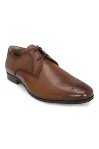 Louis Philippe Men Brown Leather Derby Shoes
