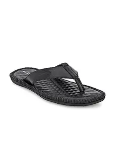 San Frissco Men's Sandal with Cushioned Footbed/Ultra Soft Lightweight Durable Chappal for All Day Wear Open Toe Sandals/Festive Ethnic Wedding Slip on Slippers for Men - 8 (Black)
