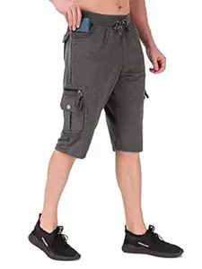 UZARUS Men's Cargo Capri Shorts with 9 Pockets