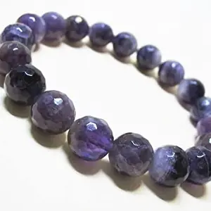 LKBEADS Natural Amethyst 10mm Round Shape Faceted Cut Beads 65 inch Stretchable Bracelet for Men & Women|STBR_RR_00314_65
