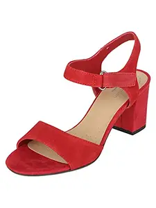 Clarks Red Coloured Womens Strappy Sandals (Size: 7)-26154394