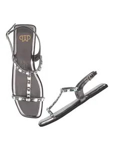 The White Pole Fashionable Stylish Comfortable Casual Flats Sandals For womens