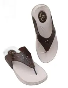 Cozy Wear G-15 Men's Brown Flip Flop Slippers | Soft Comfortable Walkwear FOR SIZE - 7