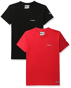 Charged Brisk-002 Melange Round Neck Sports T-Shirt Red Size Xs And Charged Endure-003 Chameleon Spandex Knit Round Neck Sports T-Shirt Black Size Xs
