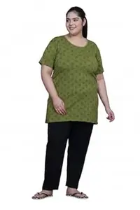 In Love Women's Cotton Plus Size Half Sleeves Semi Long All Over Printed Tshirt for Summers with One Side Pocket for Ladies L to 7XL