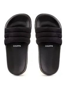 CHUPPS Clod Cozy Women's Casual Sliders & Flip-Flop Slippers | ERGOX Plus Cushioned & Contoured Footbed for Superior Comfort, Stylish, Lightweight & Flexible Slip-On Footwear for Women Black