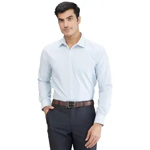 Park Avenue Men's Slim Fit Stripe Pattern Cotton Polyester Blend Semi Cutaway Collar Full Sleeve Formal Shirt (Size: 40)-PMSX18633-N3 Medium Green