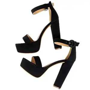 GLO GLAMP Ankle Strap Block Heeled Sandals For Women