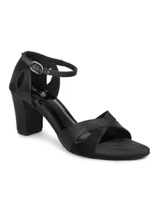 INC.5 Women Black Mid-Top Block Heels