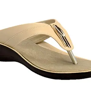Khadim's Women Beige Casual Slip-On Sandal (Size - 9)