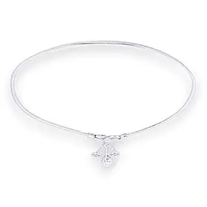TARAASH Singel Line Plain Ending with Floral Charm 925 Sterling Silver Single Anklet for Women