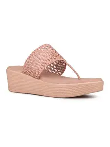 Inc.5 Womens Peach Casual T Strap Wedge Sandals