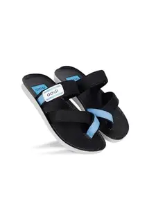 AADI Men's Black Synthetic Leather Outdoor Casual Sandals & Floaters