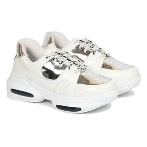 HimQuen Women Fashion Comfortable Leather Material PVC Rubber Sole Outer Mesh Lace-Up Anti-Slip Water Resistant Outdoor Sports Shoes Size: 8 Color: White 1317-WT-41