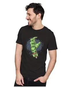 ALLEN BLACK Men's & Women's Regular Fit T-Shirt Zombie Hand - Halloween 100% Cotton Unise T-Shirt Black_ZOMBIE25-Black L Men Round_