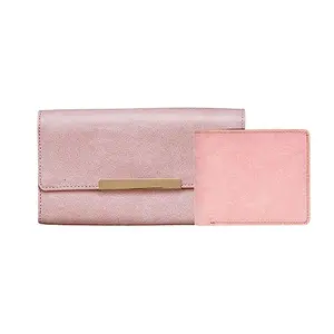 YOUR GIFT STUDIO Men's and Women's Stylish Wallet | Men's and Women's 2 Pcs Classy Leather Wallet | Unisex Couple Gift Combo (Peach)
