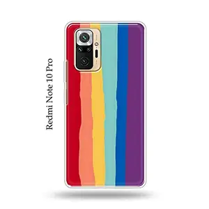 The Little Shop The Little Shop Designer Printed Soft Silicon Back Cover for Redmi Note 10 Pro (Dark Red Rainbow)