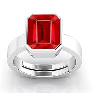 Anuj Sales 6.25 Ratti 5.50 Carat A+ Quality Natural Burma Ruby Manik Unheated Untreatet Gemstone Silver Plated Ring for Women's and Men's{GGTL Lab Certified}