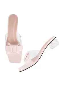 TRYME Glamorous Stylish Block Heels Comfortable Transparent Heel Sandal for Women & Girls