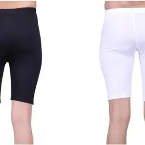 Apraa & Parma Sports Solid Women Black, White Cycling Shorts ()_APS-BT-OO1 Black,White XS -2
