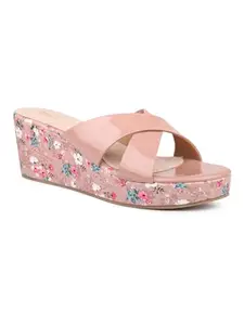 Inc.5 Women Peach Embellished Wedge Heels