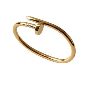 SHINEVEDA Braclete For Girls And Women, Anti-Tarnish Stainless Steel, GoldEN Colour Braclete Anti-Tarnish Jewellery Special MOTHER'S DAY Gift, Nail-Inspired Modern Design