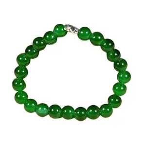 Green Jade Buddha Bracelet – Natural 8x8MM Gemstone Beads | Attracts Peace, Prosperity & Good Health | Unisex Spiritual Gift (GRN)