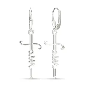 Amazon Brand - Nora Nico 925 Sterling Silver BIS Hallmarked Jewelry Cross Faith Leverback Earrings for Women