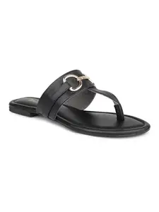 Inc.5 Women Black Open Toe Flats