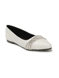 ICONICS Women's Slip On Ballerinas, Colour-White, Size-UK 7