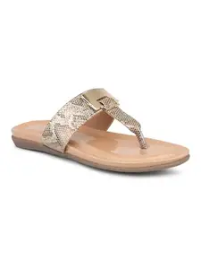 Inc.5 Women Beige Printed Embellished Open Toe Flats