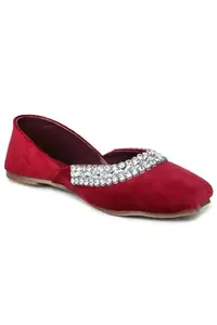 Shezone Women's Red Color Mojaris (438_Maroon_38)