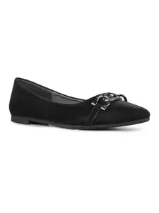 Inc.5 Womens Black Solid Pointed Toe Ballerinas