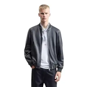 Akhtar Fashion Men's Faux Leather Jacket – Classic Black Slim Fit, Lightweight, Durable, and Stylish Design for Casual Outings, Parties, and Everyday Wear