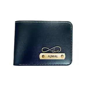 NAVYA ROYAL ART Customized Wallet for Men | Personalized Wallet with Name Printed | Leather Name Wallet for Men | Customised Gifts for Men |Personalised Mens Purse with Name & Charm Black