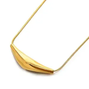 VIEN Luxury Trendy Unique Tube Choker Necklace for Women Waterproof Jewelry Gold-plated Plated Stainless Steel Necklace