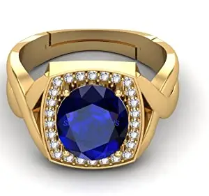 SIDHARTH GEMS Gemstone Ratna Blue Sapphire Neelam Gemstone Gold Plated Ring for Women and Men (9.25 ratti to 8.00 Carat) by Lab Certified