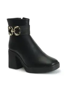 Elle Women's Fashionable Slip On Boots Colour-Black, Size-UK 8