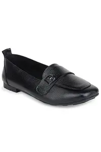 Zoom Shoes Premium Leather Comfortable Lightweight Bellies for Women with Rubber Sole Ideal for Casual Wear Black